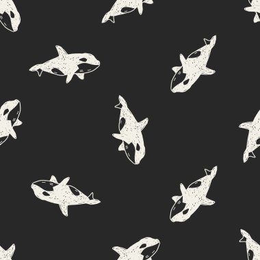 Katil balina doodle Dikişsiz desen arka plan