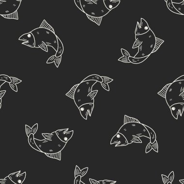 Balık Dikişsiz desen arka plan doodle