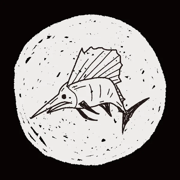 Schwertfisch-Doodle — Stockvektor