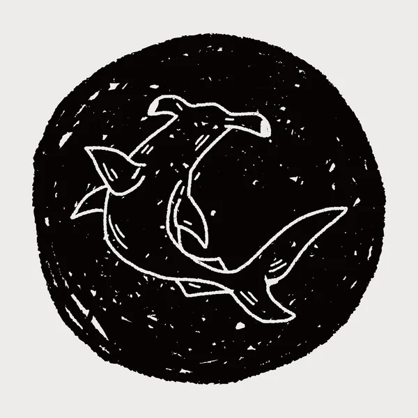 Hammerhead shark doodle — Stock Vector