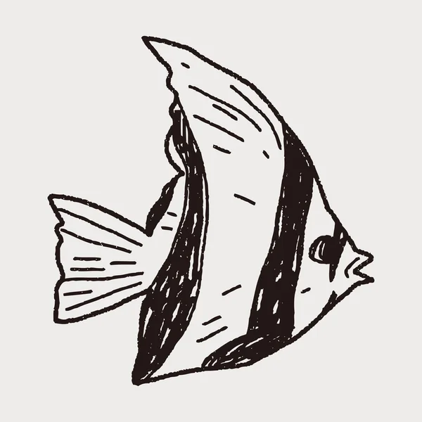 Doodle de peixe tropical — Vetor de Stock