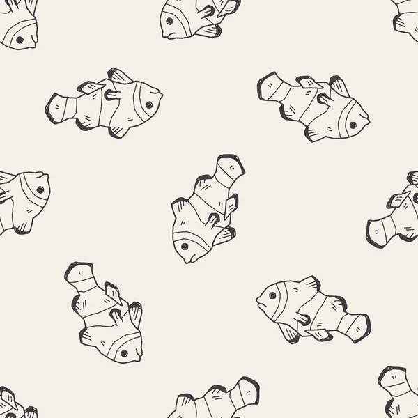 Clownfisk doodle sömlös bakgrund — Stock vektor