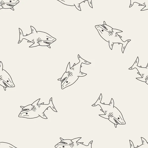 Žralok doodle vzor bezešvé pozadí — Stockový vektor