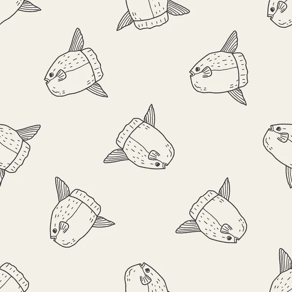 Sunfish doodle seamless pattern background — Stock Vector