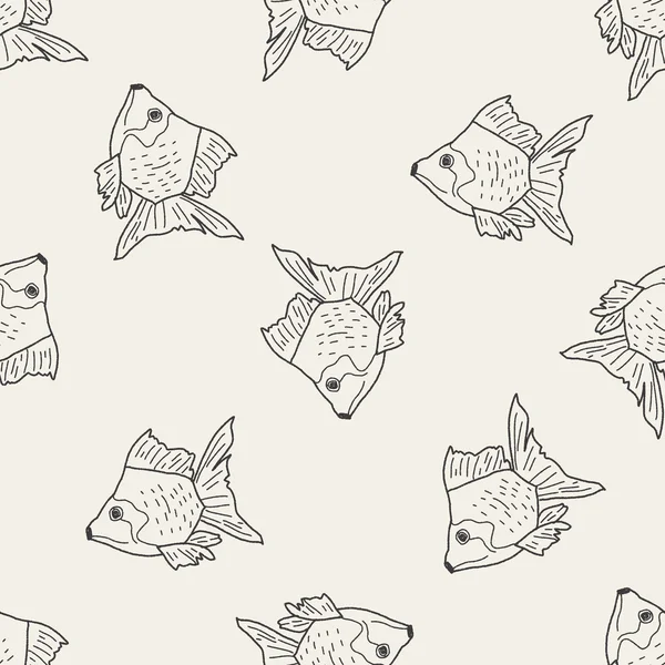 Goldfish rabiscar sem costura fundo padrão — Vetor de Stock