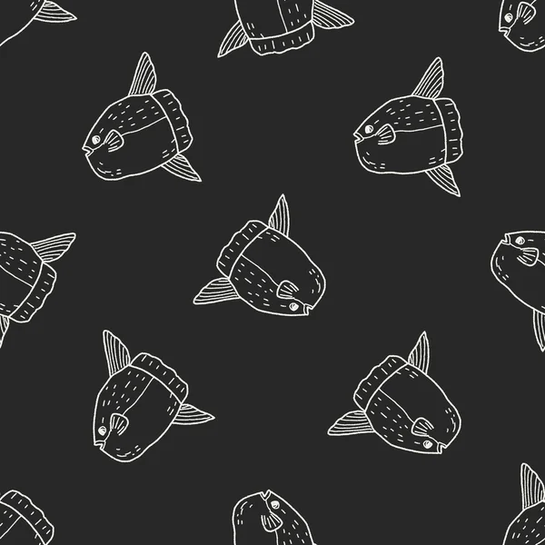 Sunfish doodle seamless pattern background — Stock Vector