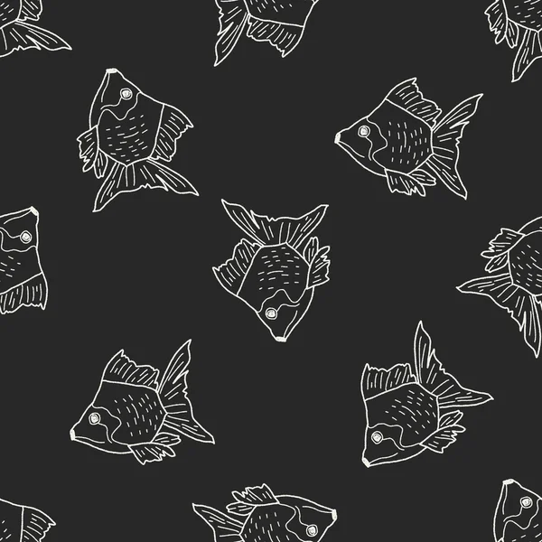 Zlaté rybky doodle vzor bezešvé pozadí — Stockový vektor
