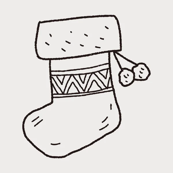 Calcetines de Navidad garabato dibujo — Vector de stock