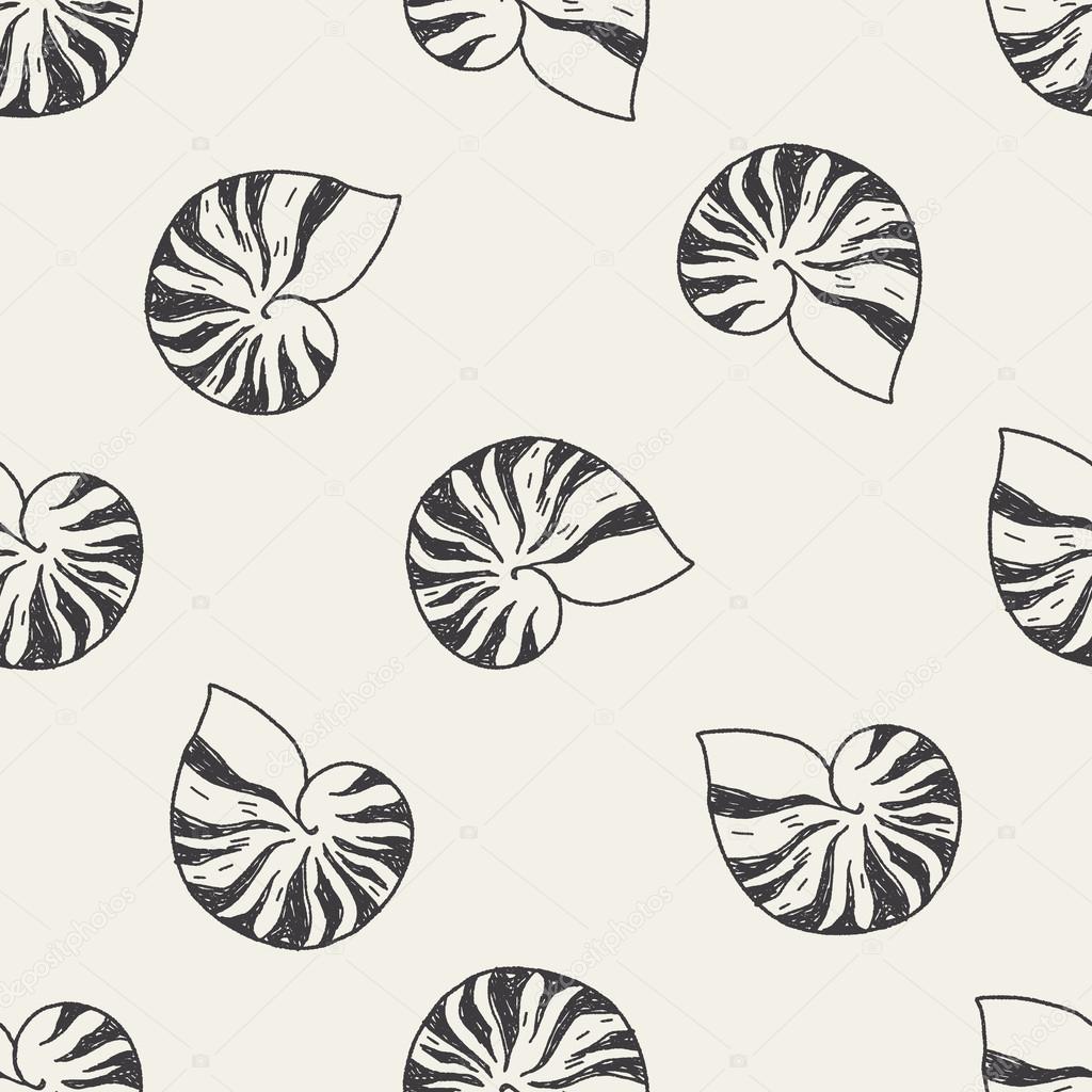 Shell doodle seamless pattern background