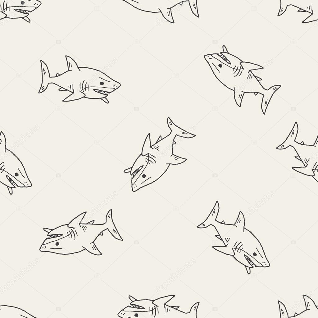 Shark doodle seamless pattern background