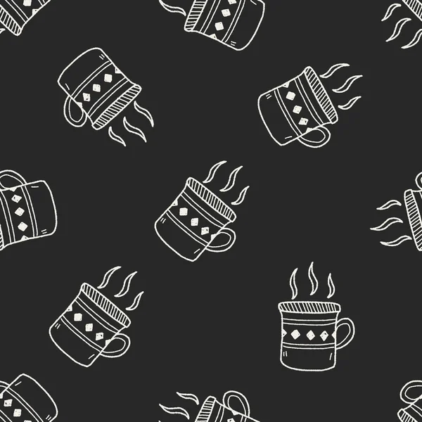 Doodle café fond de motif sans couture — Image vectorielle