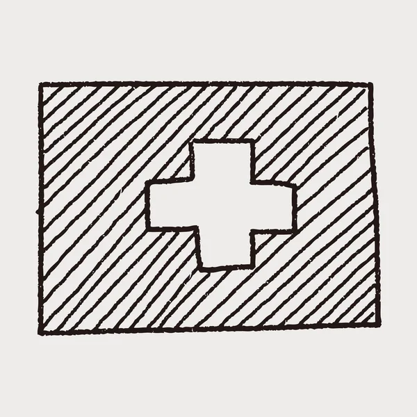 İsviçre bayrağı doodle — Stok Vektör