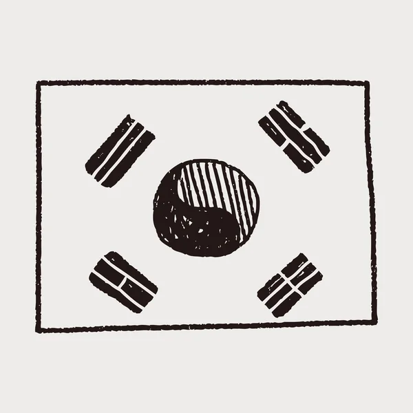 Flaga Korei doodle — Wektor stockowy