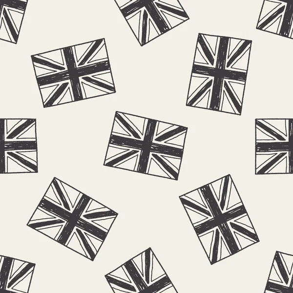 Britse vlag doodle naadloze patroon achtergrond — Stockvector