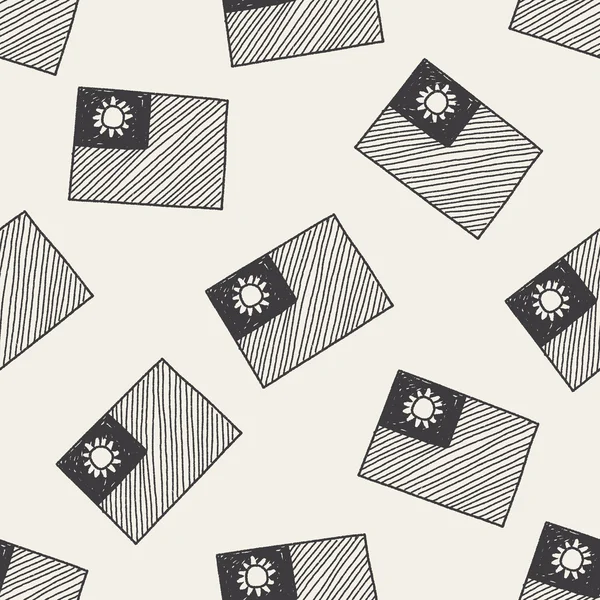 Σημαία της Ταϊβάν doodle χωρίς ραφή πρότυπο υπόβαθρο — Διανυσματικό Αρχείο