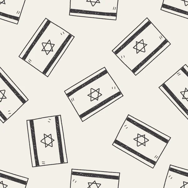 Israël drapeau doodle fond de motif sans couture — Image vectorielle
