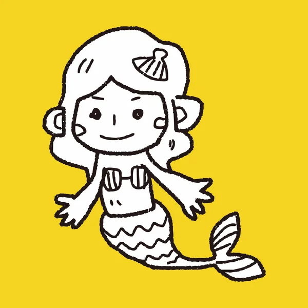 Meerjungfrau-Doodle — Stockvektor