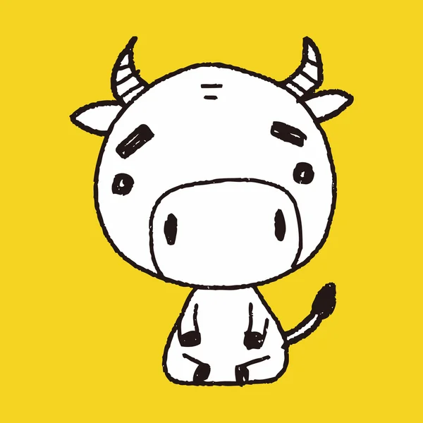 Dibujo de garabato de vaca del zodíaco chino — Vector de stock