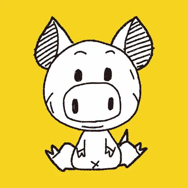 Çince Zodyak domuz doodle çizim — Stok Vektör
