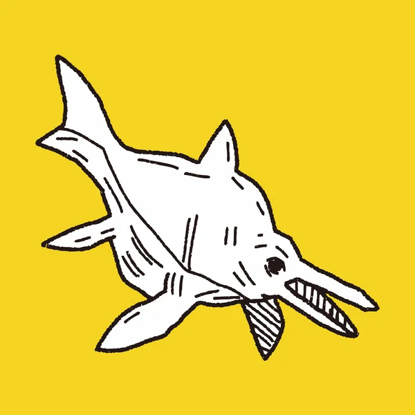 Fisk dinosaurie doodle — Stock vektor