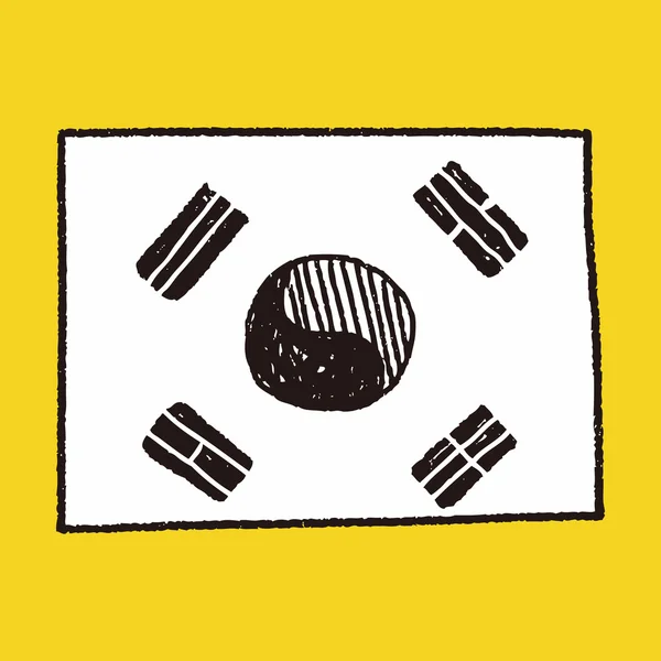 Korea-Flagge gekritzelt — Stockvektor