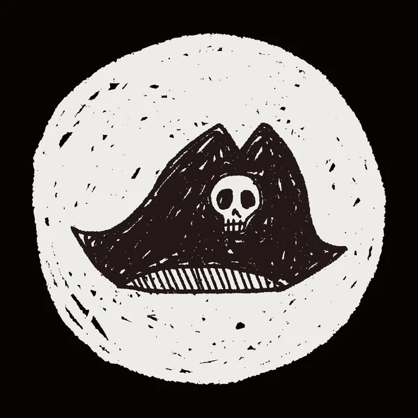Doodle chapéu pirata — Vetor de Stock