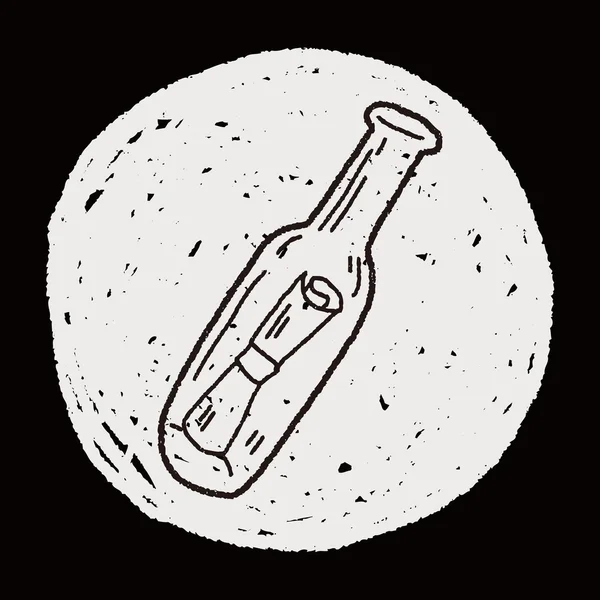 Flaskmeddelande doodle — Stock vektor