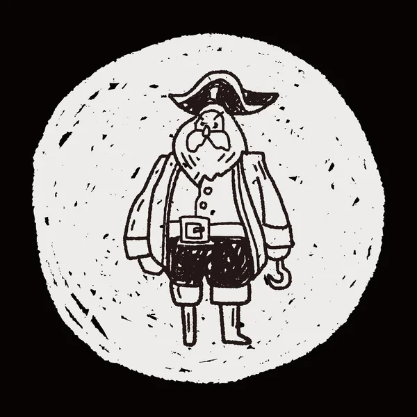 Capitão pirata doodle — Vetor de Stock