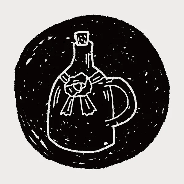 Doodle garrafa de vinho — Vetor de Stock