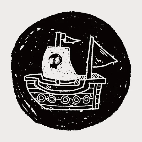 Bateau pirate doodle — Image vectorielle