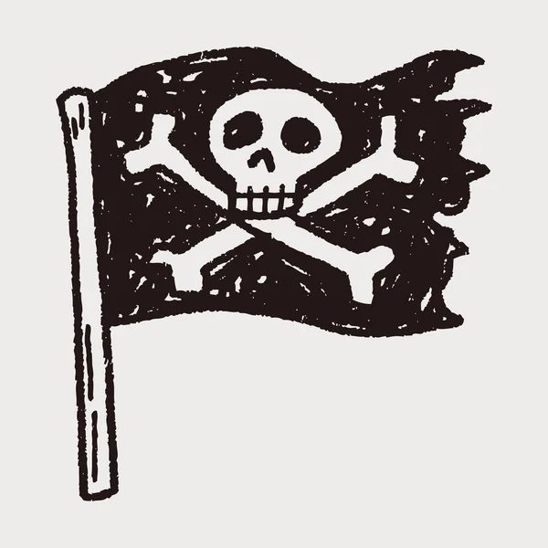Schedel vlag doodle — Stockvector