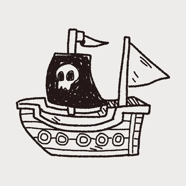 Bateau pirate doodle — Image vectorielle