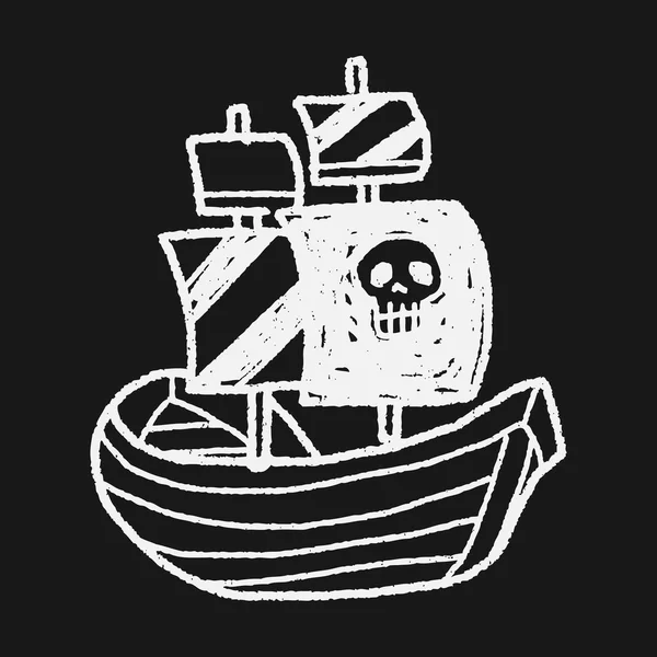 Pirat fartyg doodle — Stock vektor