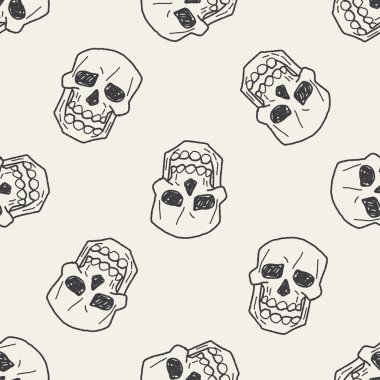 Kafatası doodle Dikişsiz desen arka plan
