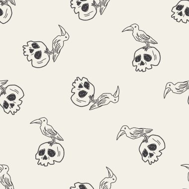 Kafatası doodle Dikişsiz desen arka plan