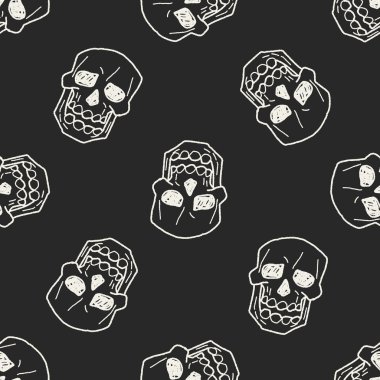 Kafatası doodle Dikişsiz desen arka plan
