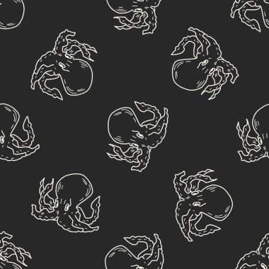 Ahtapot doodle Dikişsiz desen arka plan