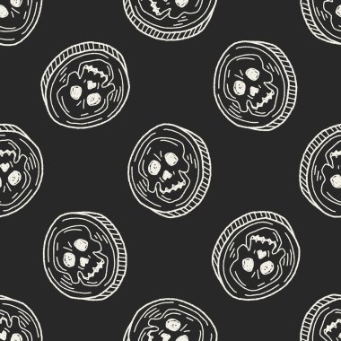 Kafatası doodle Dikişsiz desen arka plan