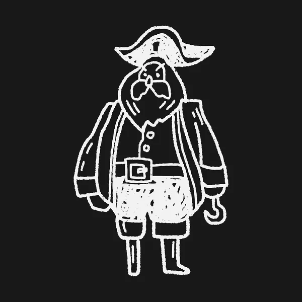 Pirata capitano doodle — Vettoriale Stock