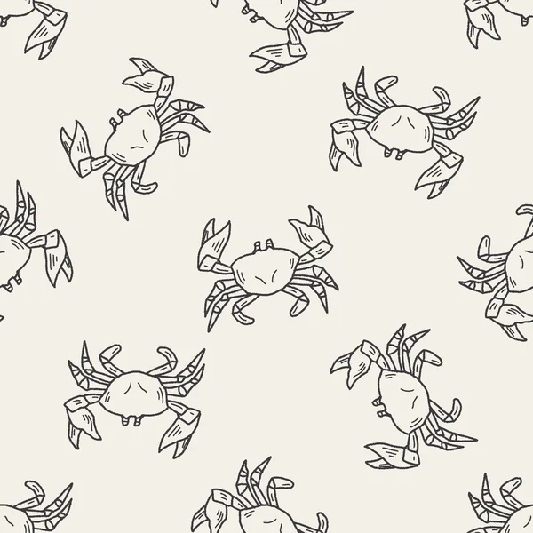 Krabben-Doodle nahtlose Muster Hintergrund — Stockvektor
