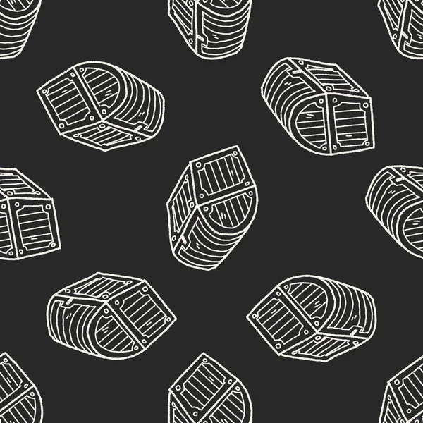 Trésor poitrine doodle fond de motif sans couture — Image vectorielle