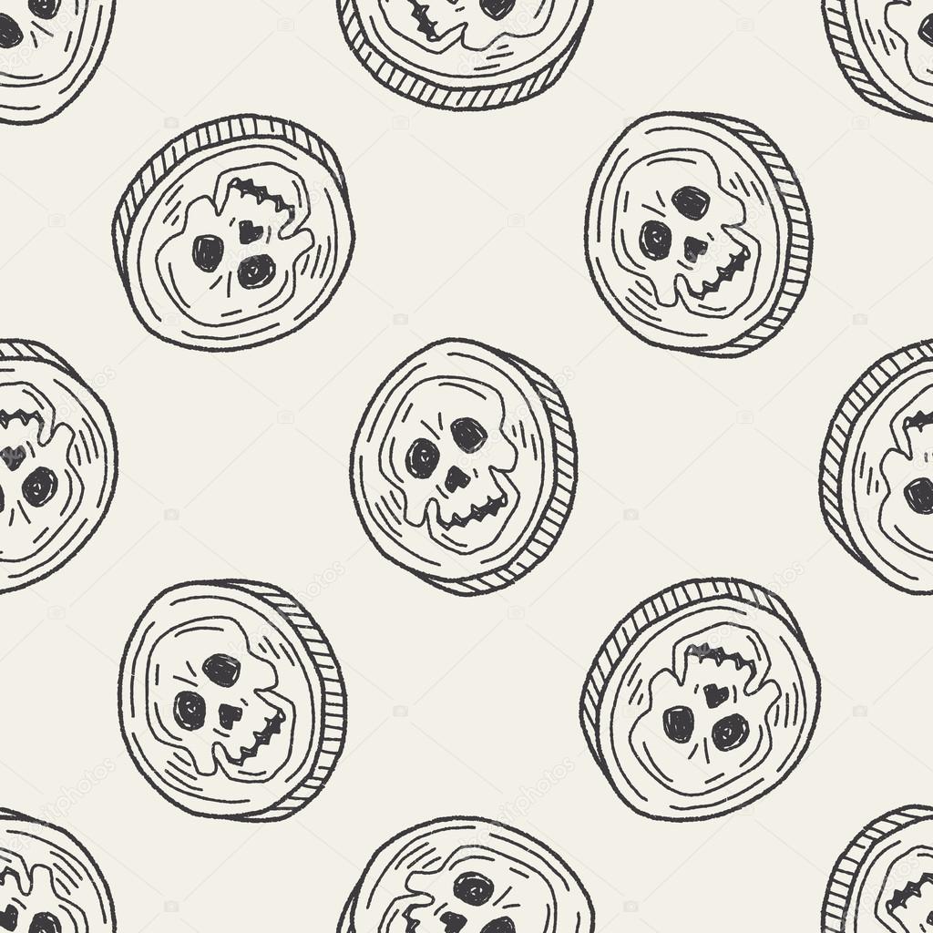 skull doodle seamless pattern background