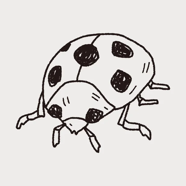 Doodle Ladybug - Stok Vektor