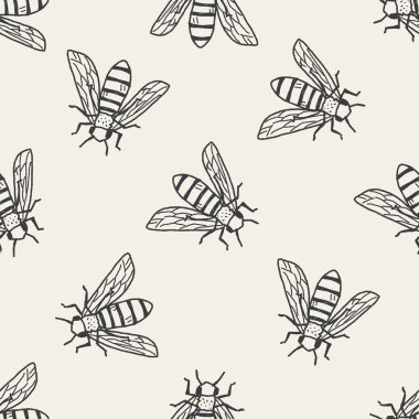 Arı doodle Dikişsiz desen arka plan