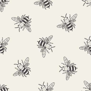 Arı doodle Dikişsiz desen arka plan