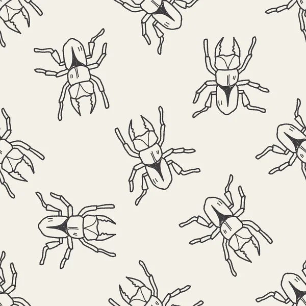 Beetle doodle seamless pattern background — Stock Vector