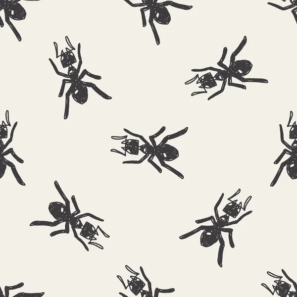 Ant doodle seamless pattern background — Stock Vector