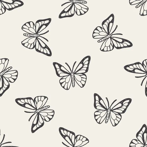 Butterfly doodle sömlös bakgrund — Stock vektor