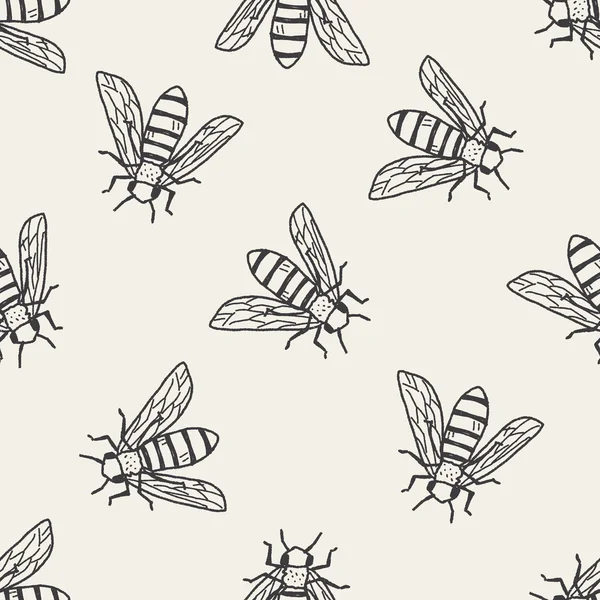 Bee doodle sömlös bakgrund — Stock vektor