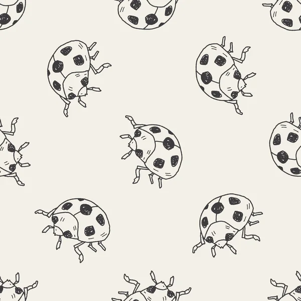Ladybug doodle seamless pattern background — Stock Vector